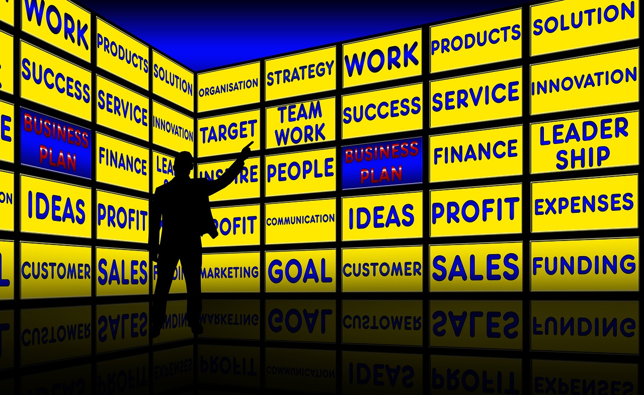 Business plan, Monitor wall, Presentation image